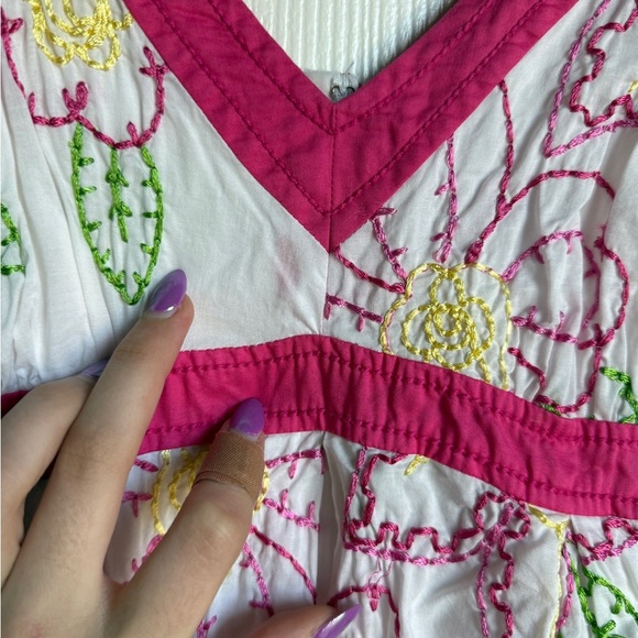 LILLY PULITZER Embroidered Mini Dress Floral Amber Fruit Lined Pink Preppy 2 - Picture 7 of 7